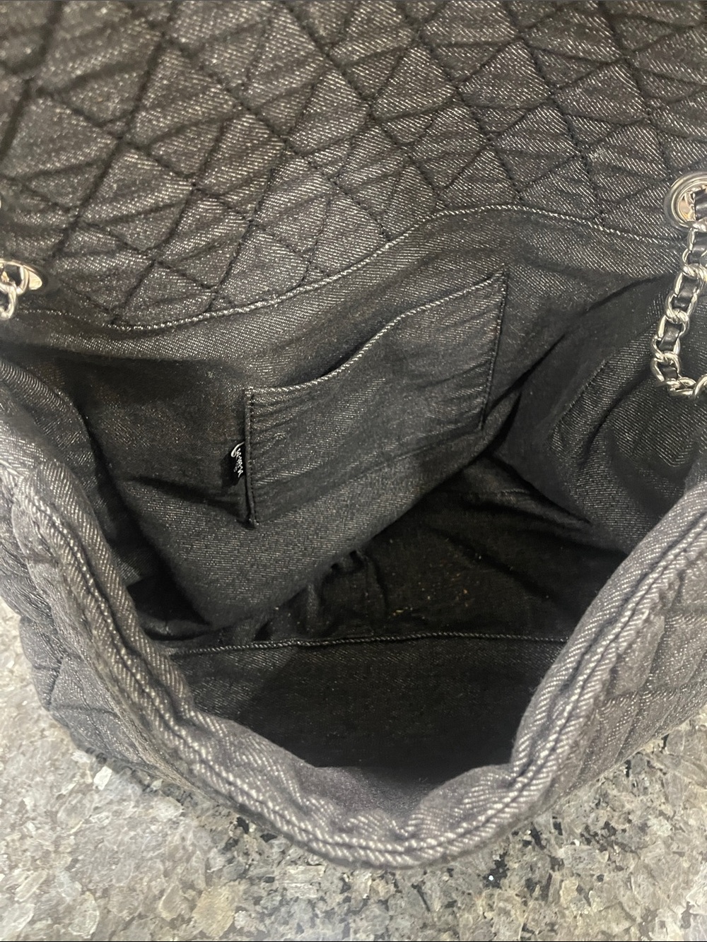 Quilted Denim Purse, Shoulder Bag and Crossbody Flap Tote Bag,Silver Chain - Picture 4 of 8